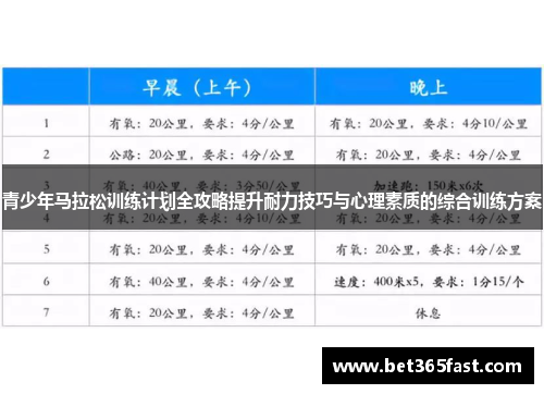 青少年马拉松训练计划全攻略提升耐力技巧与心理素质的综合训练方案